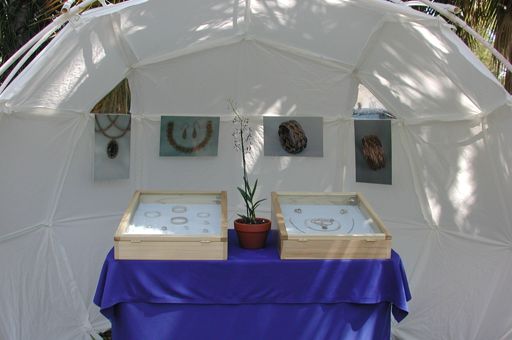 Geodesic dome booth.