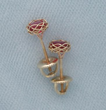 Ruby earrings, 5x8 18K.